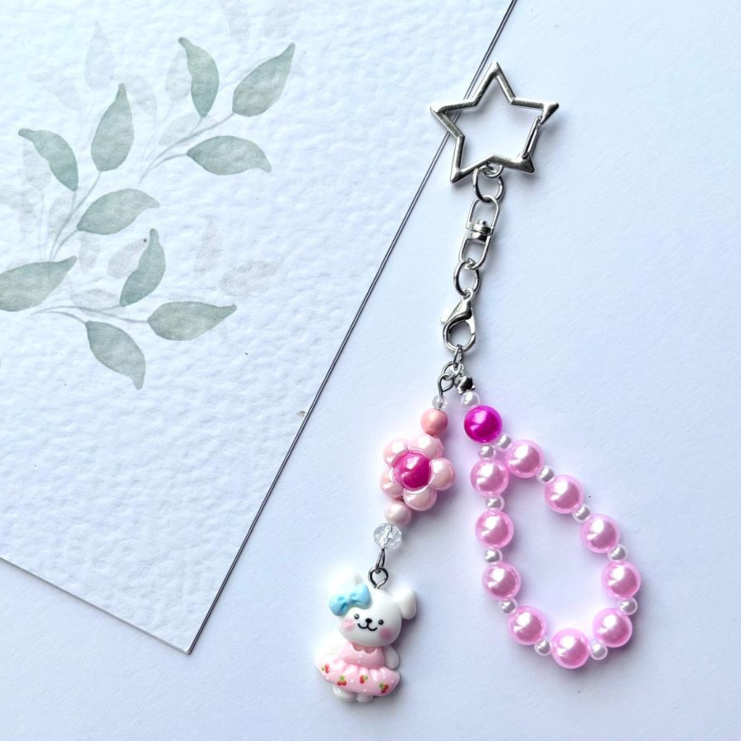 (KC008)  Handmade Beaded Children Keychain, Mobile Phone Charm
