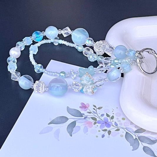 Handmade Pastel Beaded Keyring, Beaded Keychain  KC011