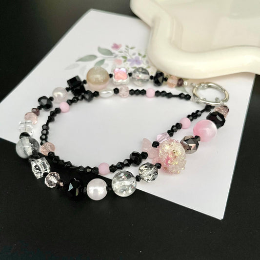 Handmade Pastel Beaded Keyring, Beaded Keychain  KC012