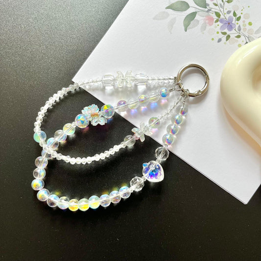 Handmade Pastel Beaded Keyring, Beaded Keychain  KC015