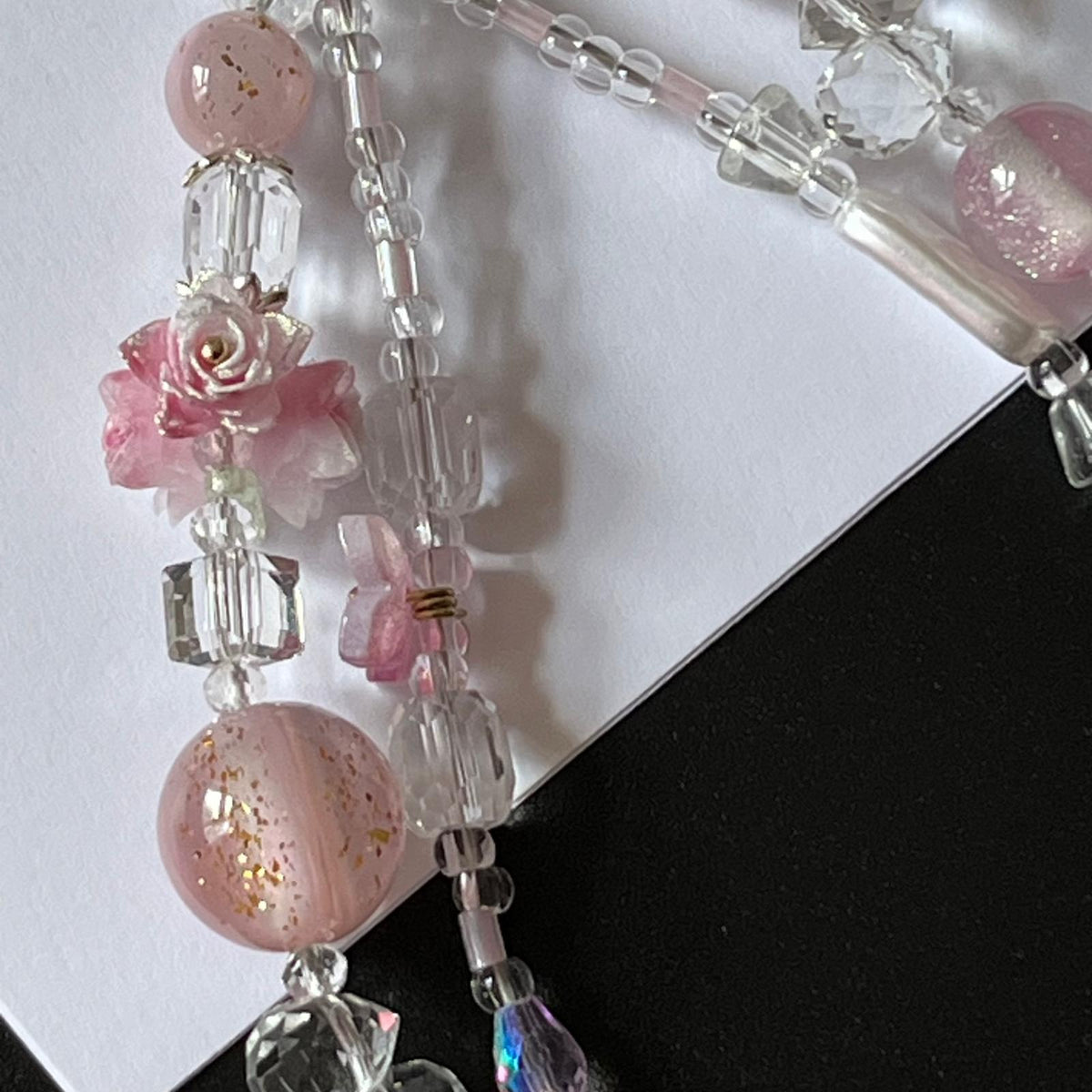 Handmade Pastel Beaded Keyring, Beaded Keychain  KC016