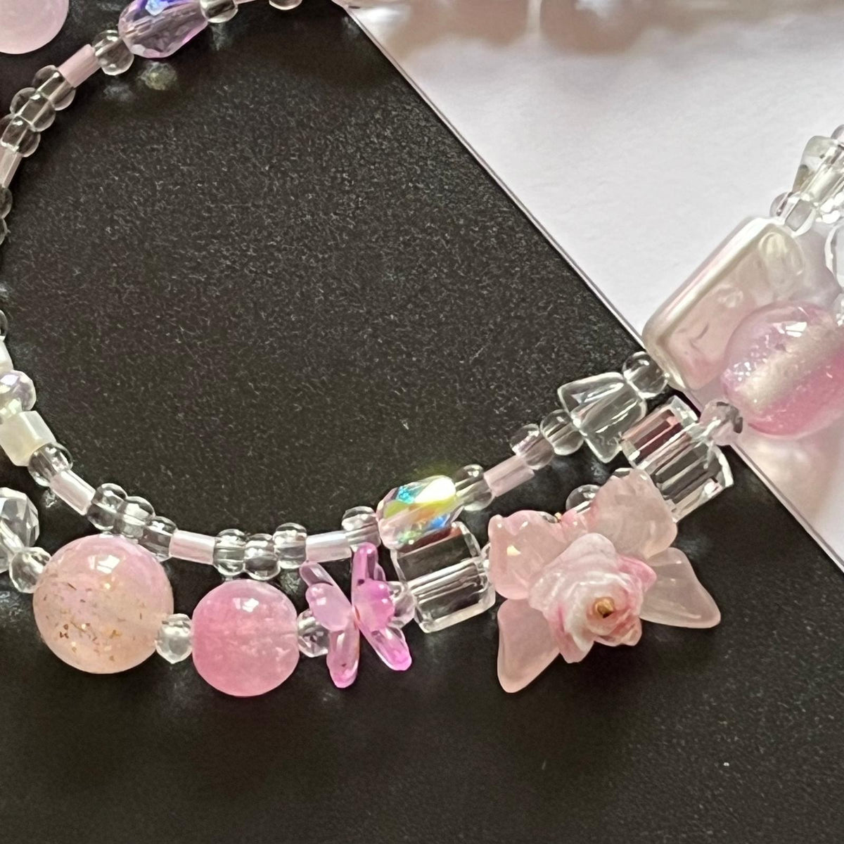 Handmade Pastel Beaded Keyring, Beaded Keychain  KC016