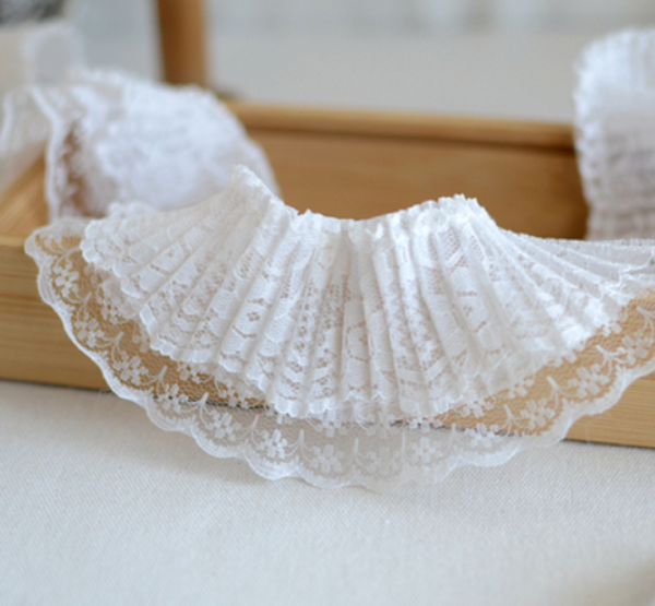 2 Meters / 7cm / Off White / Double Layers Lace Trim LF026