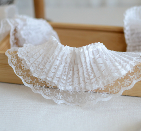 2 Meters / 7cm / Off White / Double Layers Lace Trim LF026