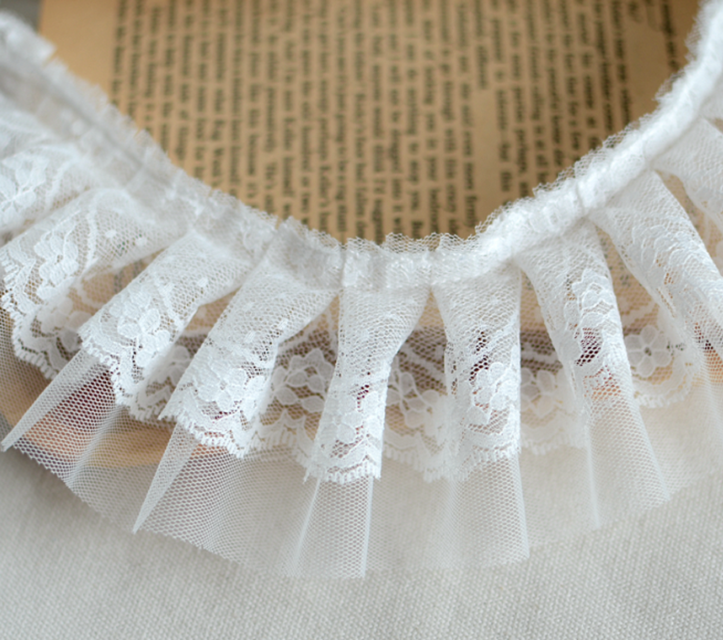 2 meters / 8cm / Off White / Double Layers Lace Trim LF028