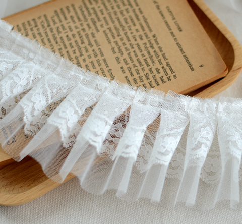 2 meters / 8cm / Off White / Double Layers Lace Trim LF028