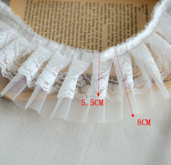 2 meters / 8cm / Off White / Double Layers Lace Trim LF028