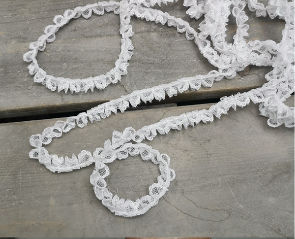 5 meters / 1.5cm / Pure White / Lace Trim  LF039