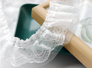 1 Meter / 5cm / Off White / Double Layers Lace Trim LF048