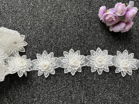 50cm x 6cm / Orangza Floral Lace Trim  LF049