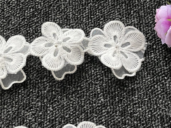 1 meter / Orangza Floral Lace Trim  LF051