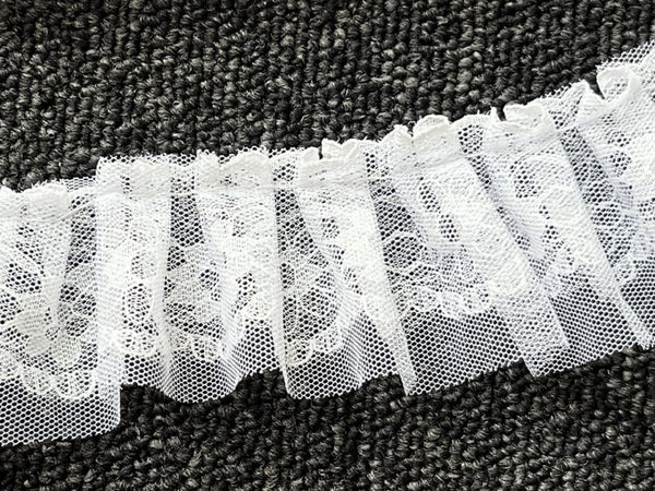 2 Meters / 5cm / Pure White, Pink / Double Layers Lace Trim LF031