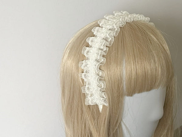 Off White Handmade Lace Headband  LH003