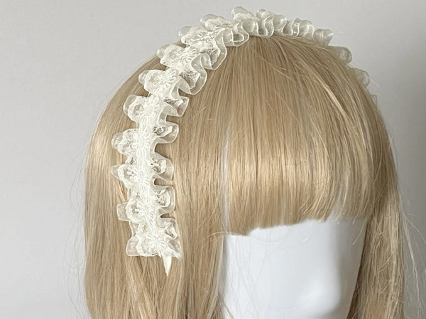 Off White Handmade Lace Headband  LH003