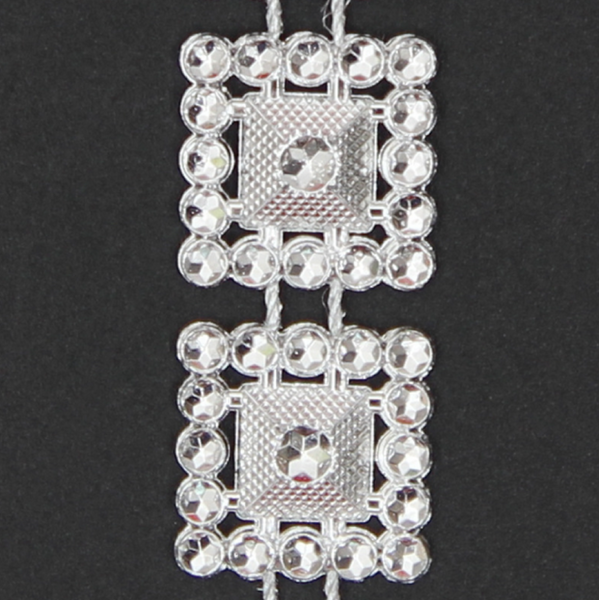 2 Meters / Plastic Rectangle Rhinestone Trim LS-00087