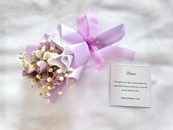 Mini Dried Flower Bouquet, Birthday Flower, Purple Flower Birthday Gift MB001