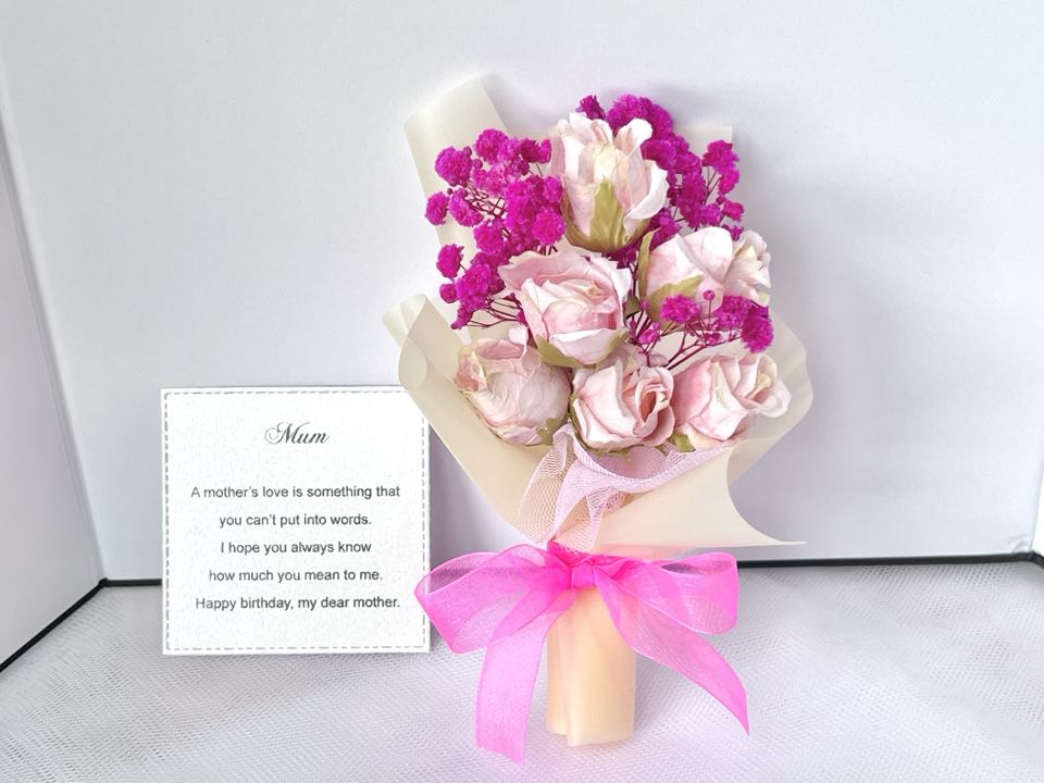 Mini Flower Bouquet, Birthday Flower, Purple Flower Birthday Gift MB002