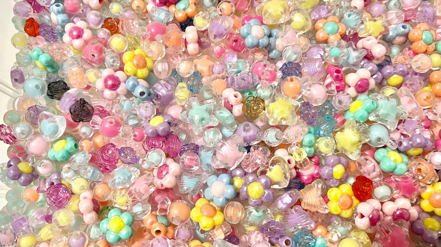 50g Mixed Acrylic Craft Beads DIY Jewelry Making Kit, Suitable For Making Bracelets MB2000