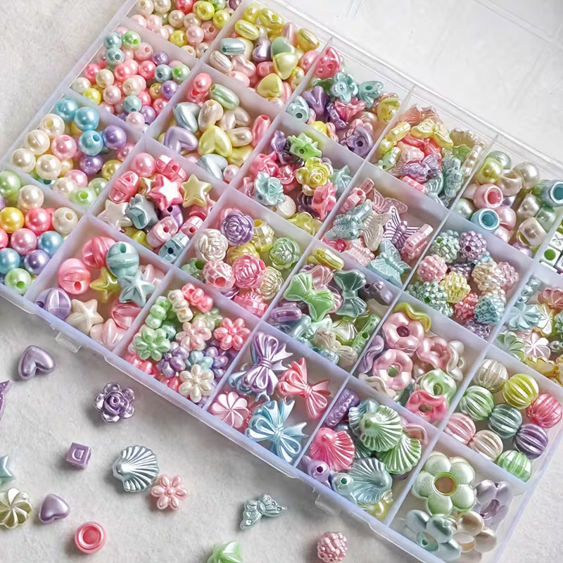 (MB2001) 100pcs / DIY Bead Jewelry Making Kit for Kids, Necklace And Bracelet Making, Keychain Jewelry Additions - Smooth Surface