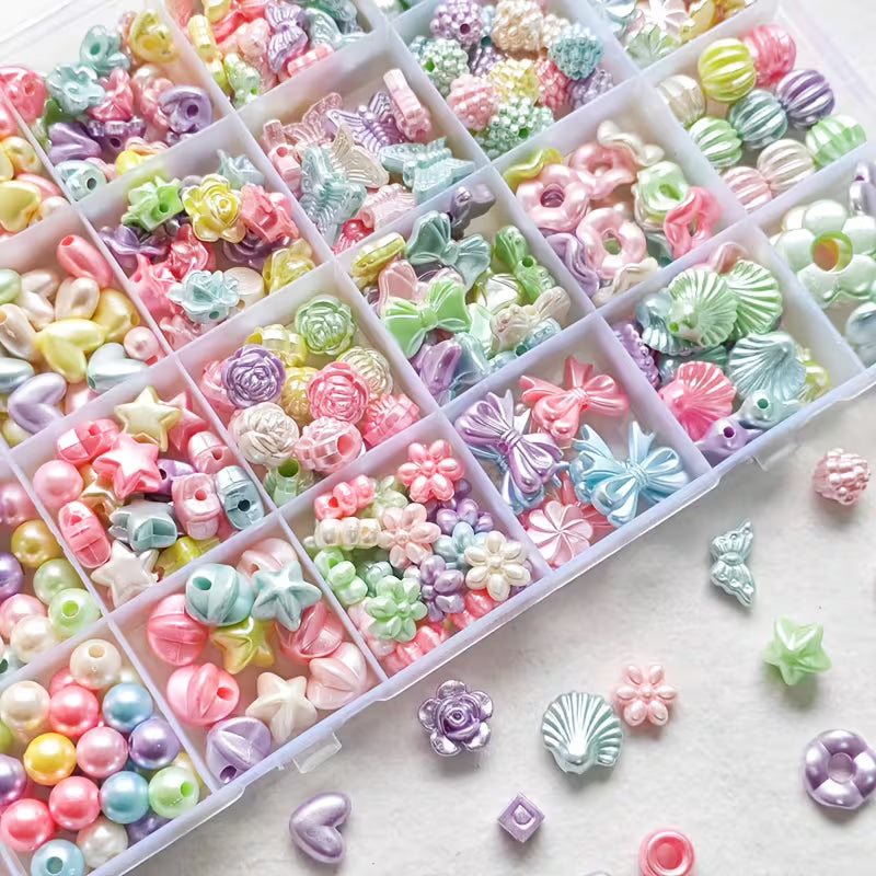 (MB2001) 100pcs / DIY Bead Jewelry Making Kit for Kids, Necklace And Bracelet Making, Keychain Jewelry Additions - Smooth Surface