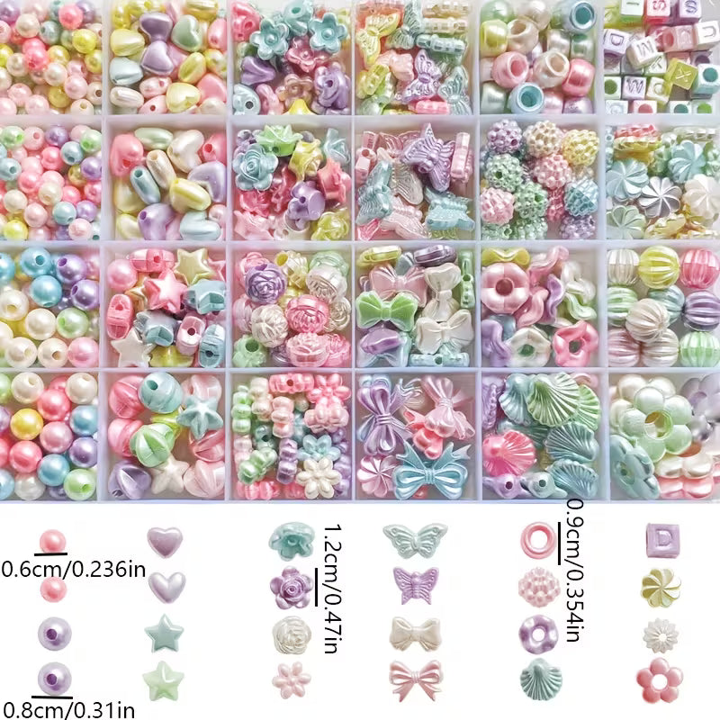 (MB2001) 100pcs / DIY Bead Jewelry Making Kit for Kids, Necklace And Bracelet Making, Keychain Jewelry Additions - Smooth Surface