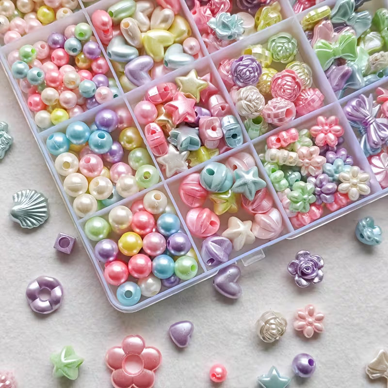 (MB2001) 100pcs / DIY Bead Jewelry Making Kit for Kids, Necklace And Bracelet Making, Keychain Jewelry Additions - Smooth Surface