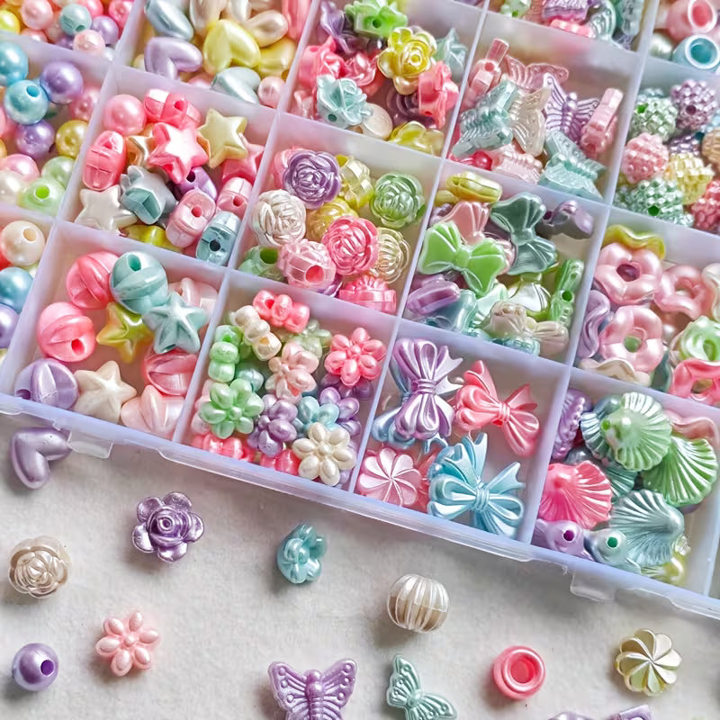 (MB2001) 100pcs / DIY Bead Jewelry Making Kit for Kids, Necklace And Bracelet Making, Keychain Jewelry Additions - Smooth Surface