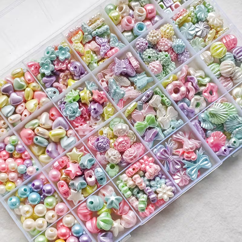 (MB2001) 100pcs / DIY Bead Jewelry Making Kit for Kids, Necklace And Bracelet Making, Keychain Jewelry Additions - Smooth Surface