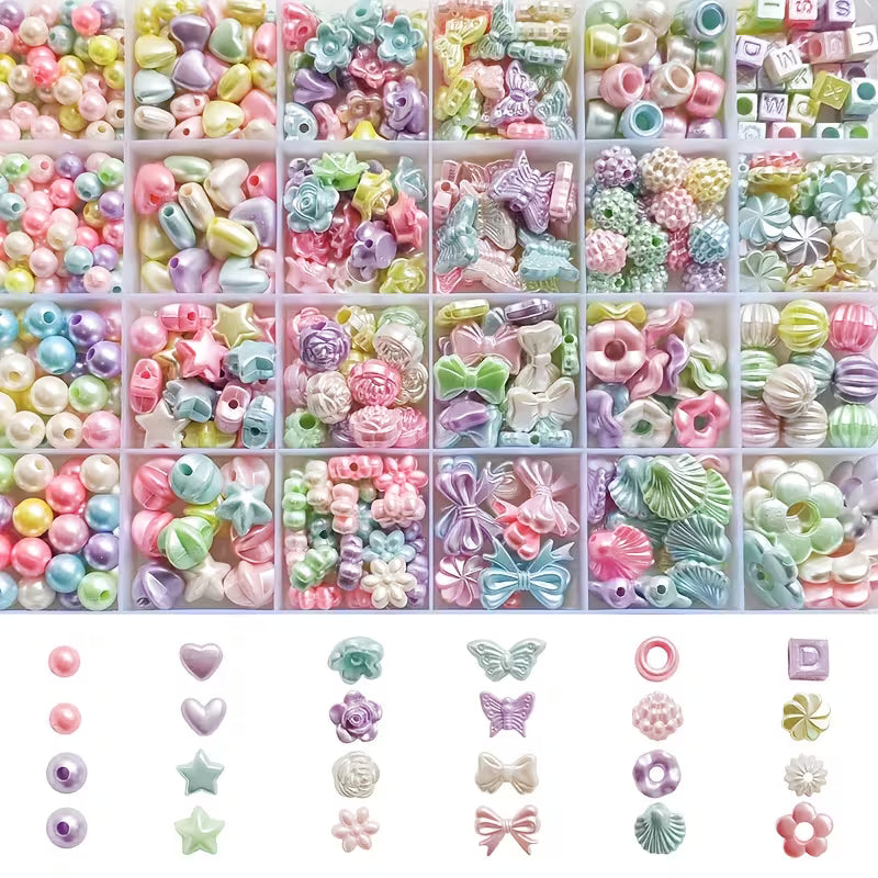 (MB2001) 100pcs / DIY Bead Jewelry Making Kit for Kids, Necklace And Bracelet Making, Keychain Jewelry Additions - Smooth Surface