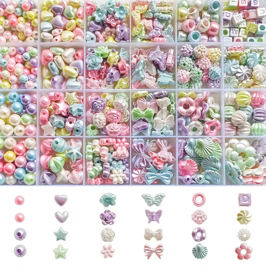(MB2001) 100pcs / DIY Bead Jewelry Making Kit for Kids without Box, Necklace And Bracelet Making, Keychain Jewelry Additions - Smooth Surface