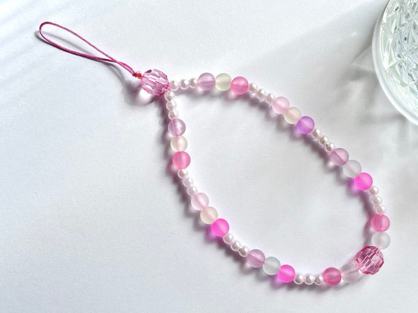 Handmade Pink Mobile Phone Strap Charm, Mobile Phone Chain, Hand Bag Charm, Handbag Strap  MC002