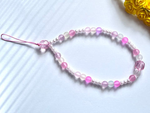 Handmade Pink Mobile Phone Strap Charm, Mobile Phone Chain, Hand Bag Charm, Handbag Strap  MC002