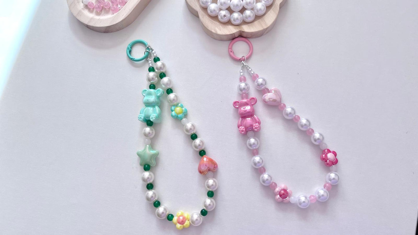 2 sets / DIY Mobile Phone Strap Kit, Jewellery Making Kit MC005