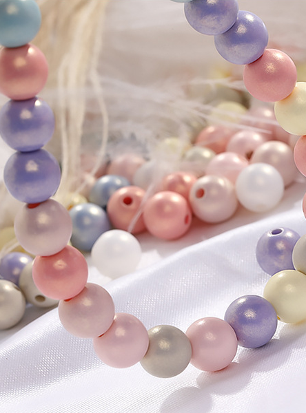 6mm, 8mm, 10mm / 80g Random Colour Macarone Round Beads