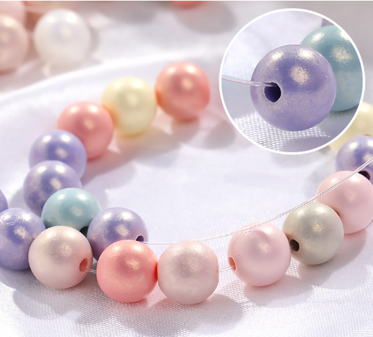 6mm, 8mm, 10mm / 80g Random Colour Macarone Round Beads