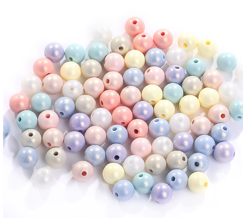 6mm, 8mm, 10mm / 80g Random Colour Macarone Round Beads