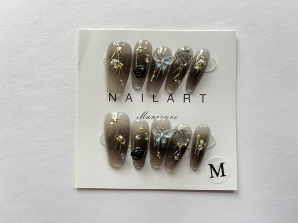 10 pcs / Press On Nails N014 (Size M)