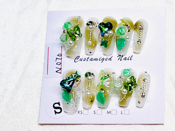 10 pcs / Press On Nails N070 (Size S)