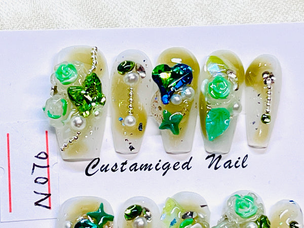 10 pcs / Press On Nails N070 (Size S)