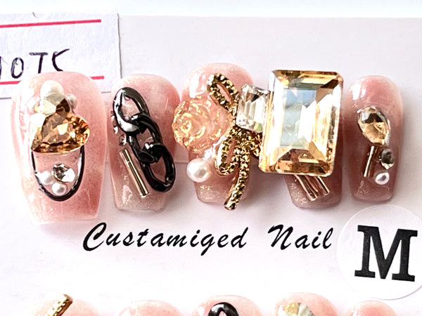 10 pcs / Press On Nails N075 (Size M)