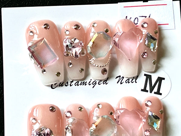 10 pcs / Press On Nails N076 (Size M)