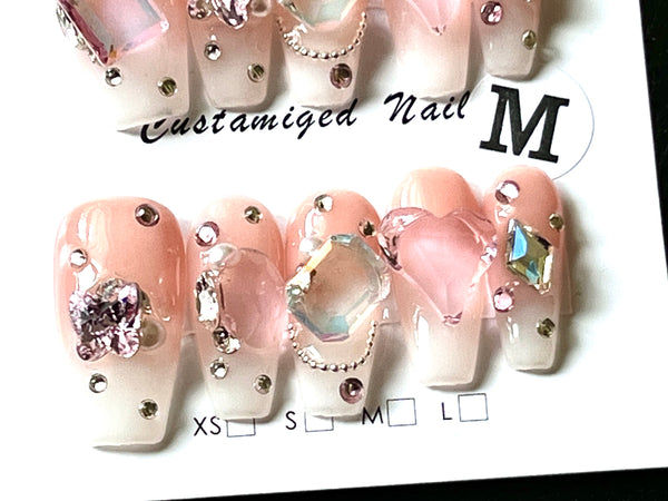 10 pcs / Press On Nails N076 (Size M)