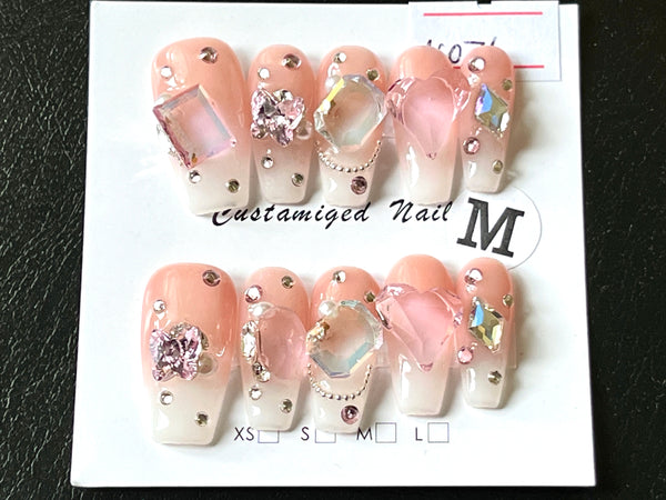 10 pcs / Press On Nails N076 (Size M)