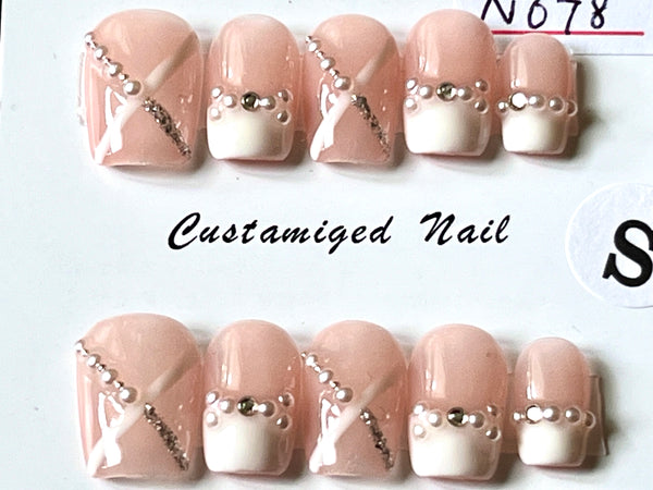 10 pcs / Press On Nails N078 (Size S)