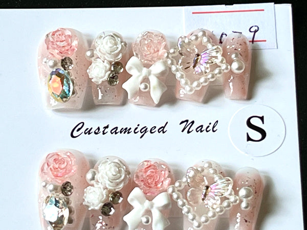 10 pcs / Press On Nails N079 (Size S)