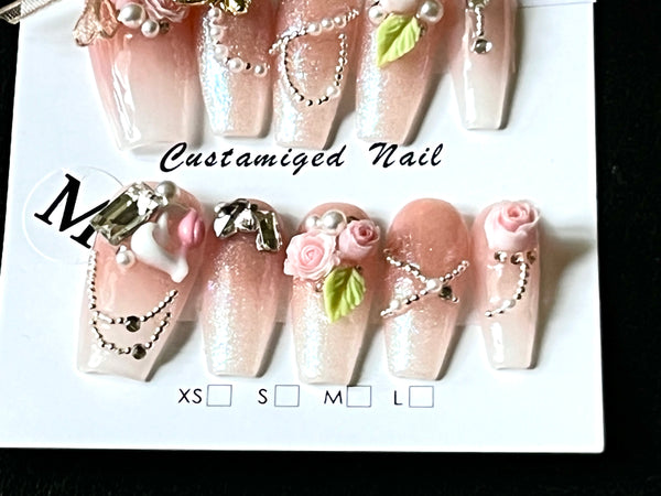 10 pcs / Press On Nails N081 (Size M)