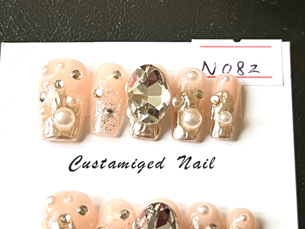 10 pcs / Press On Nails N082 (Size S)