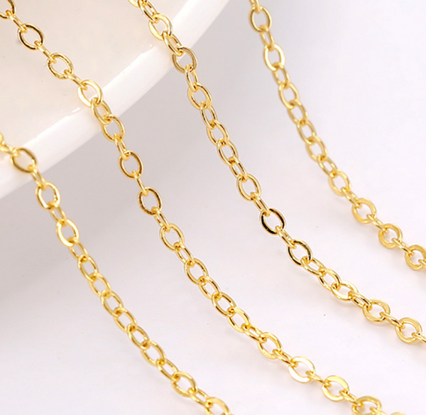 1 meter / 18K Gold Plated O Flat Chain, Nacklace Extension Findings  NK001