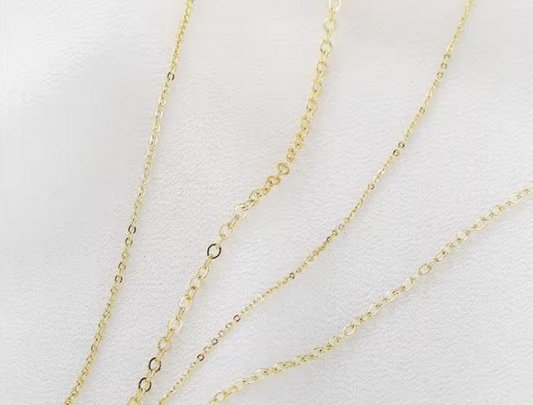 1 meter / 18K Gold Plated O Flat Chain, Nacklace Extension Findings  NK001