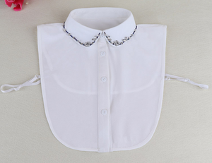 Off White, Black Rhinestone Fake Collar, False Collar, Removable Collar  B832(K)